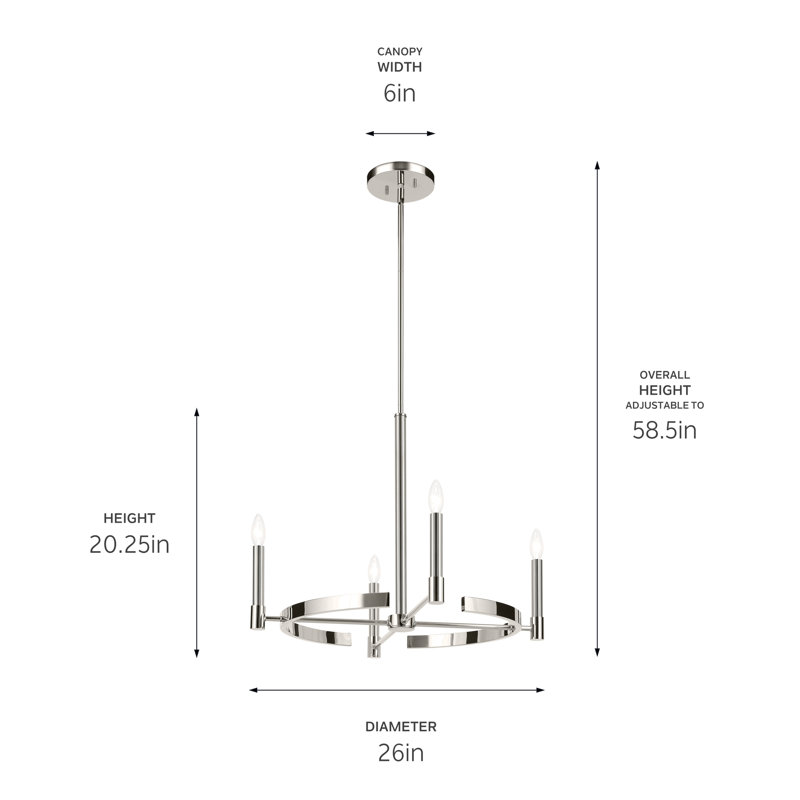 Lustre 4 lumières 20,25 po, Nickel poli