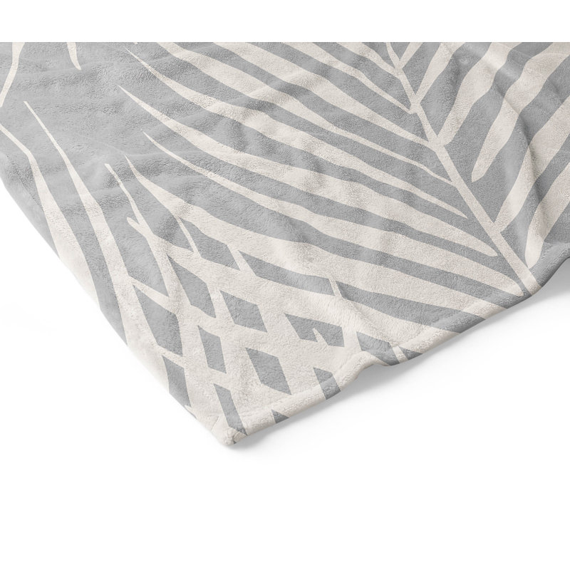 Couverture en velours de coton Waving Palms, L 60 po x l 50 po, Gris