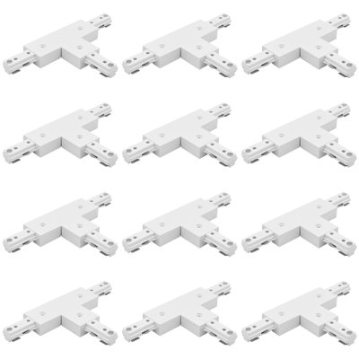 Connecteur en T de lumière Luxrit H, connecteur à 3 voies de type H, compatible avec un composant de source d'alimentation à 3 fils 120 V, paquet de 12 blanc