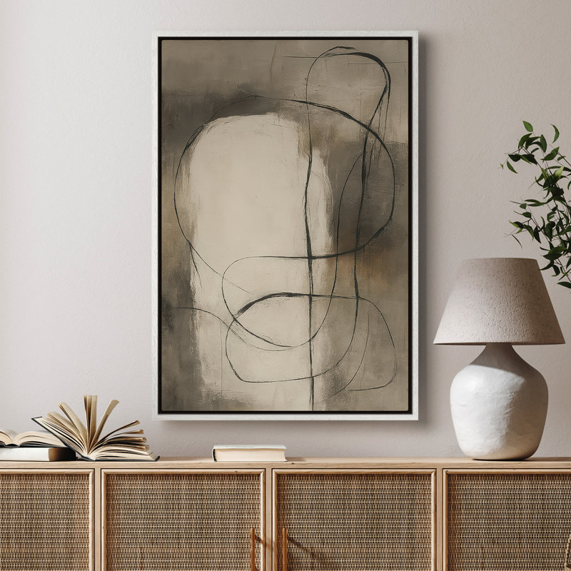 Framed Canvas Wall Art - Vintage Abstract Wall Prints for Bedroom - 24"x36", 24" H x 16" W, White