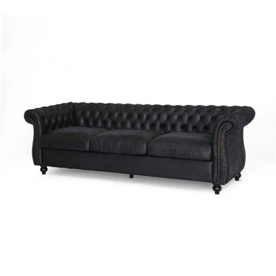 Canapé Chesterfield à accoudoirs roulés en similicuir de 84,75 po Glidden