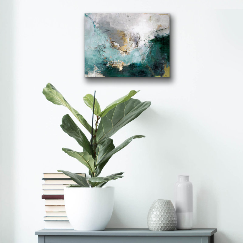 Art mural en verre Wrought Studio «Arctic Green Variation» par Incado, H 16 po x l 24 po x P 0,2 po