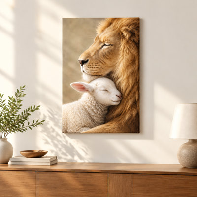 Le Lion et l'Agneau - Toile graphique religieuse