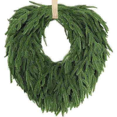 Norfolk Pine Wreath - Green - Real Touch Artificial Pine Wreath For Front Door, Wall, Window, Indoor Or Outdoor Holiday Decor