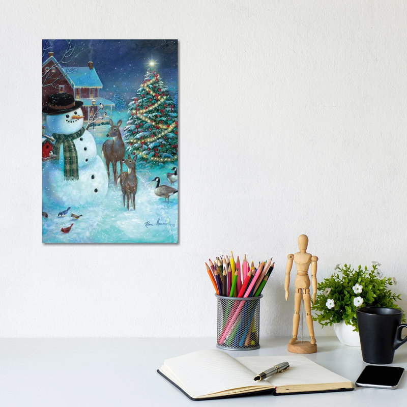 Frosty And Friends by Ruane Manning - Gallery-Wrapped Canvas Giclée on Canvas, 20.32 cm H x 30.48 cm W, Canvas