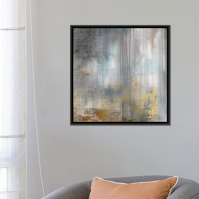 "Misty Sky II" par Nan, reproduction d’art, H 26 po x l 26 po x P 1,5 po, Toile avec cadre noir, Pas de tapis