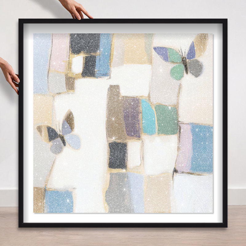 Bejewelled Butterflies Shadowbox Abstract Print by Oliver Gal, Black Frame, 12 x 12, 41.5"H x 41.5"W, Black Frame