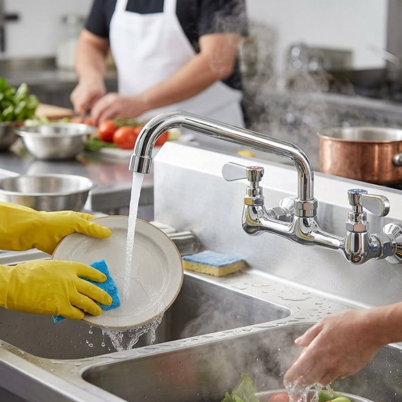 Robinet d'évier de cuisine mural mural de 8 po avec bec pivotant de 6 po Express KitchQuip 