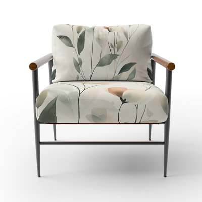 Abstract Floral Accent Chair - Soft Botanical Breeze I Arm Chair