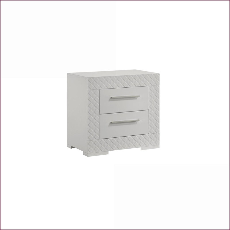 Table de chevet blanche à 2 tiroirs Blanca