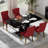 Rectangle Marble Texture Dining Table Set-370717126-370717169-370717168