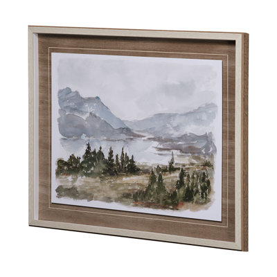 Overcast Reservoir by Ethan Harper Hand Embelished Textured Framed Art Print Matted under Glass