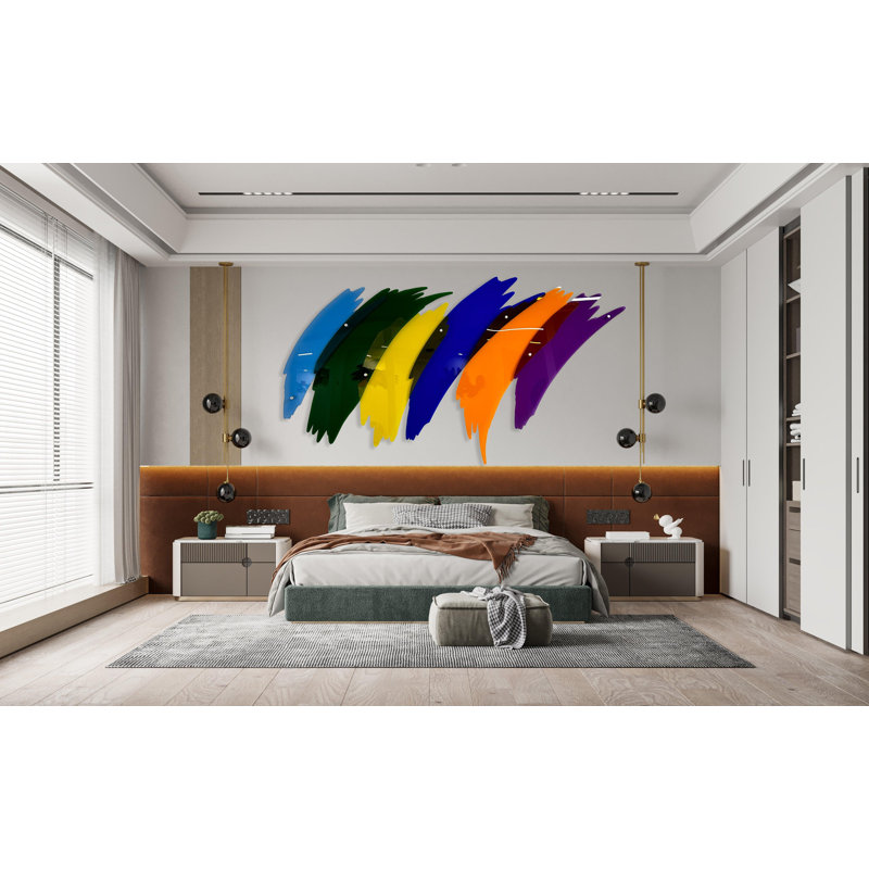 Art mural brossé surdimensionné multicolore - décor acrylique transparent
