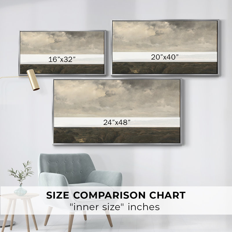 Série paysage - CML XXIV - Toile tendue avec châssis encadré - Prêt à être accroché, H 21 po x l 41 po, Silver
