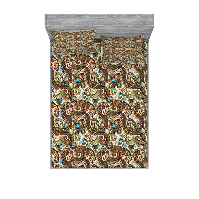 Multicolore ensemble de draps et taies décoratives à motif cachemire Ambesonne