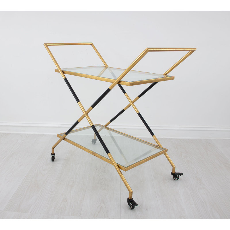 Lisa Bar Cart, Gold/Black