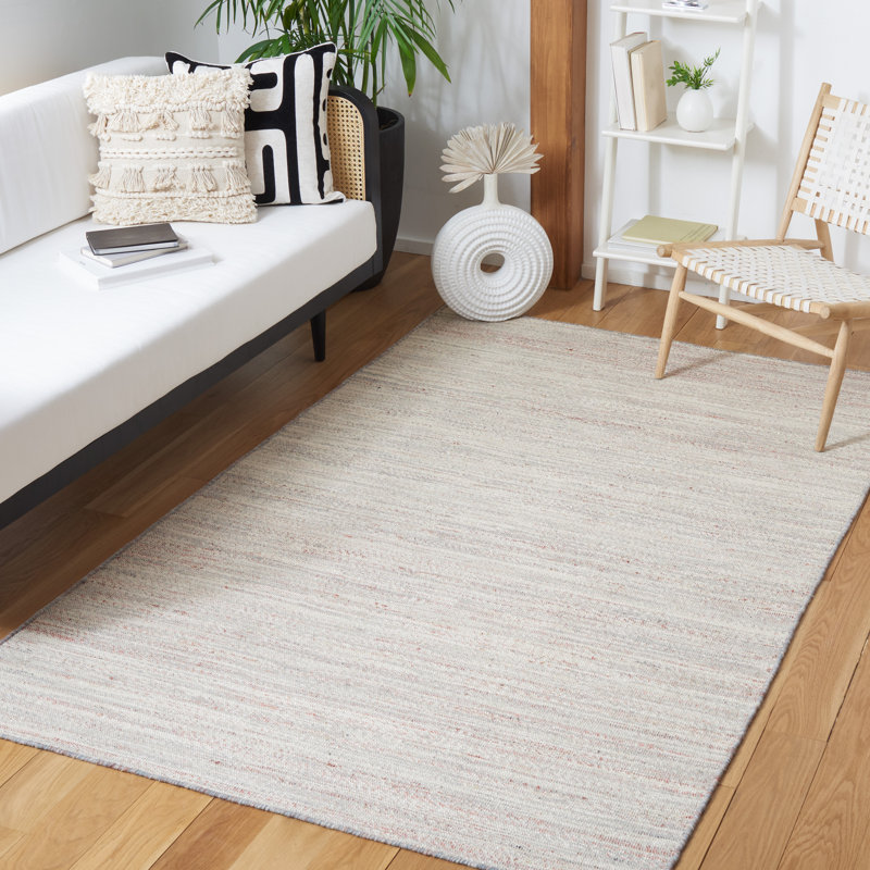 Haldor Natural Fiber Hand Woven Jute/Wool/Cotton Rug in Red/Gray, Rectangle 5' x 8'