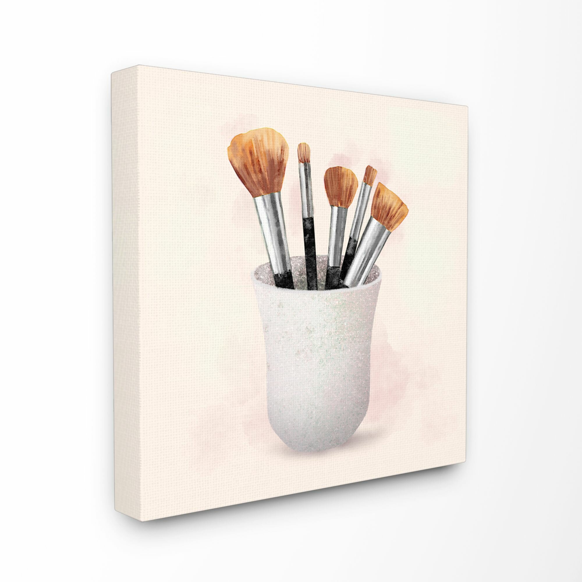 Mercer41 Makeup Brush Cup Neutral Pink Grey Fashion Painting Print