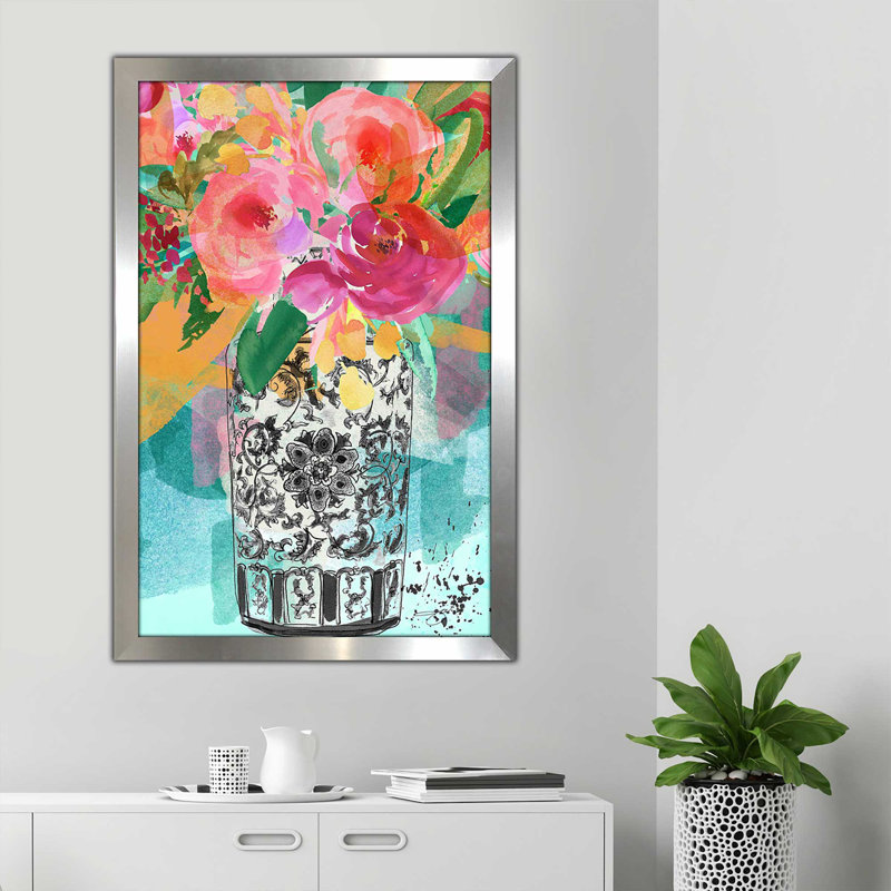 Vase coloré coloré (vertical) par By Jodi - impression, Encadrement argenté, H 39,5 po x l 27,5 po x P 0,75 po