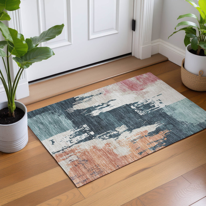 Machine Washable Indoor/Outdoor Chantille ACN2347 Abstract Rug, Rectangle 1'8" x 2'6"