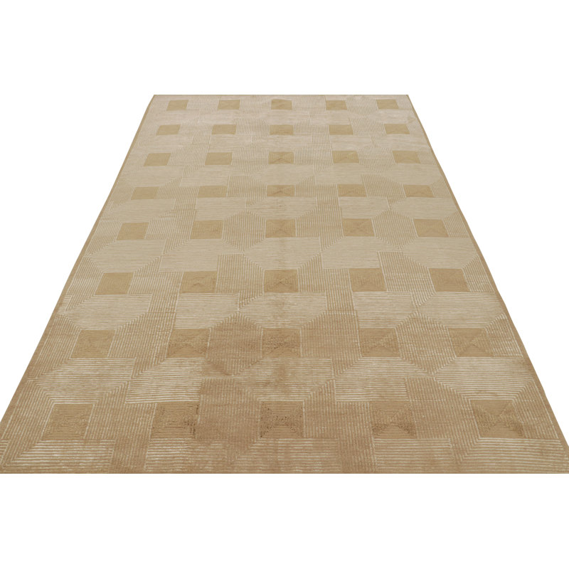 Rug & Kilim’S Cubist Art Deco Style Rug In Beige-Brown Geometric Patterns