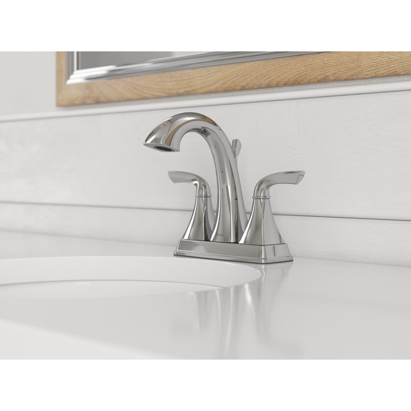 Bronson Double Handle Centerset Faucet Bathroom Faucet with Drain Assembly, Polished Chrome