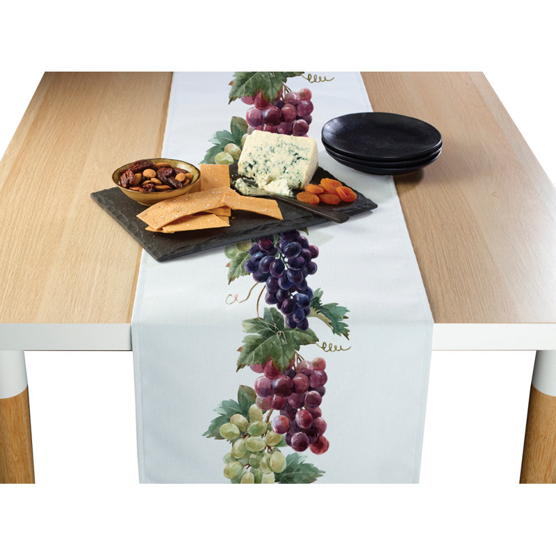 Bantam Floral Christmas Table Runner, 108" x 14", Grape Vine Garland