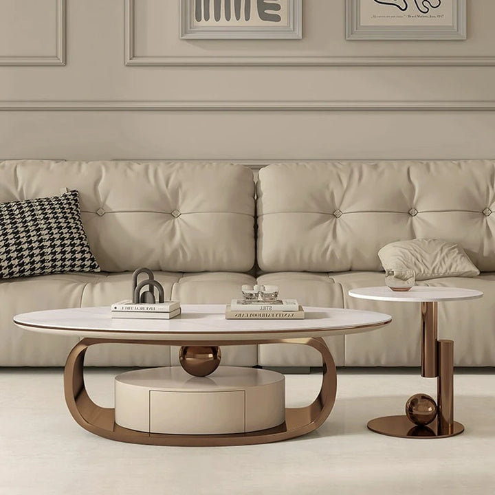 Chottu Lift Top Abstract Coffee Table, 50cm H x 70cm L x 140cm W, Bronze Cream