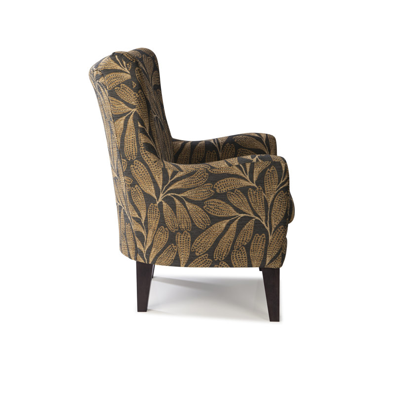 Estado Upholstered Armchair, Espresso, Malibu White Pepper Performance Chenille