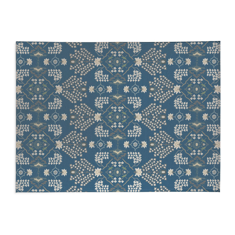 Tapis de cuisine léger antidérapant Tilly, Rectangulaire 3 pi x 5 pi, Bleu denim