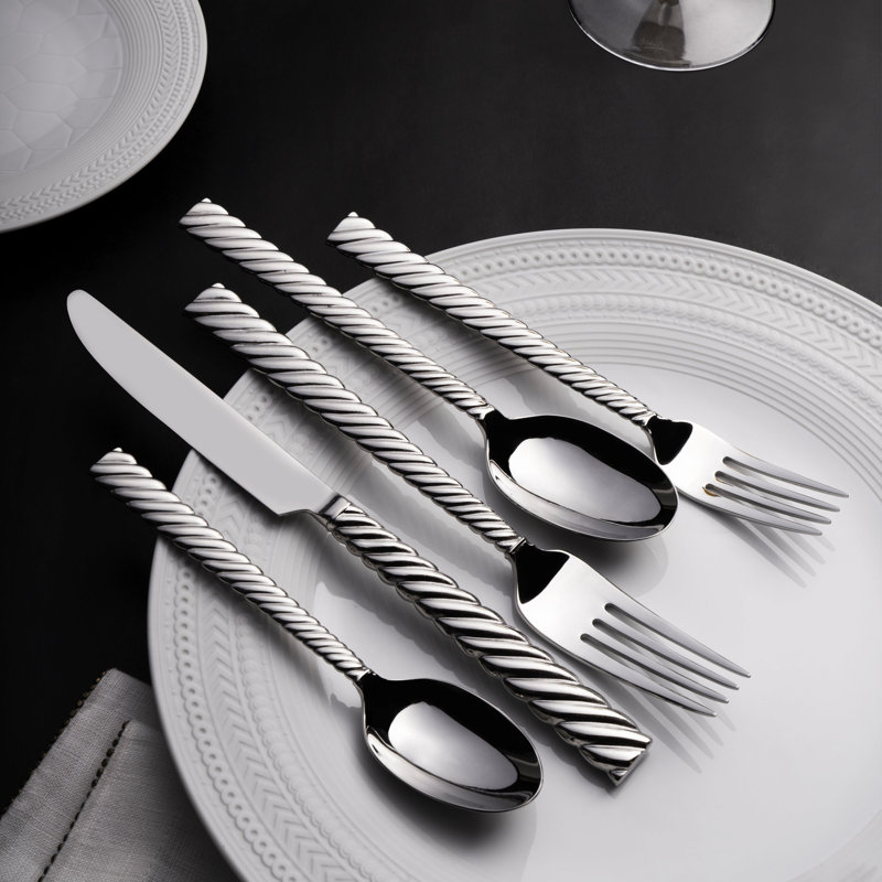 Twist 5 - Piece Stainless Steel Flatware Set - Service for 1, Silver