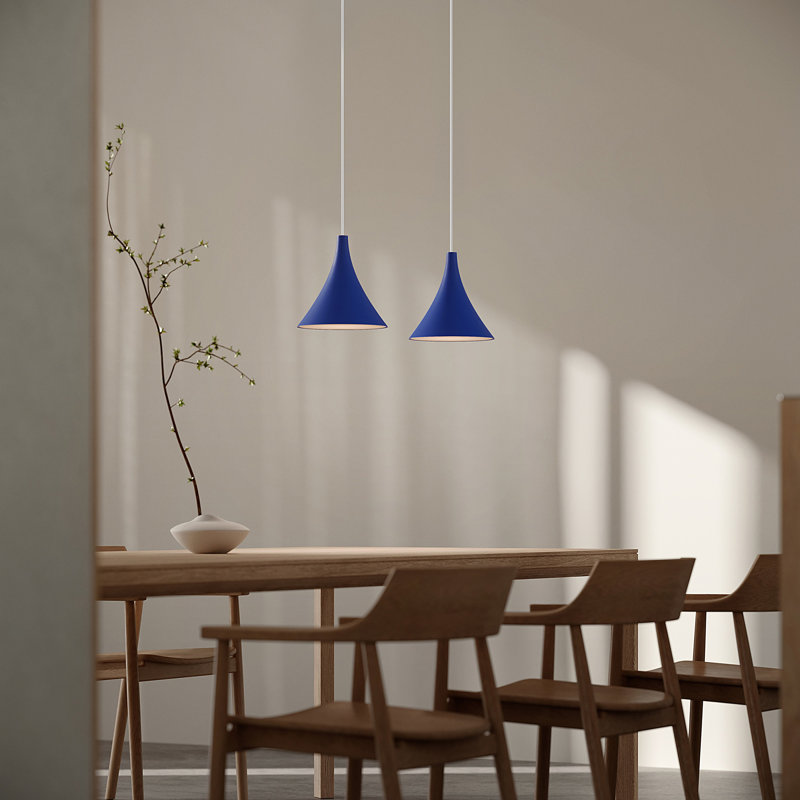 Gota Pendant Light, White, Cobalt, 14" H x 9.84" W x 9.84" D