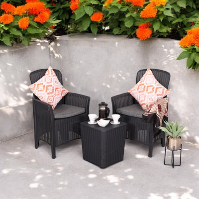 2-Sitzer Lounge-Set Faro aus Polyrattan mit Polster