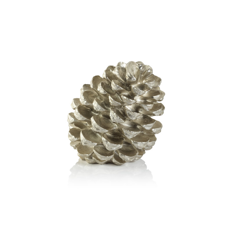 Silver Decorative Pinecone Figurine, 11" H x 10.75" W x 10.25" D