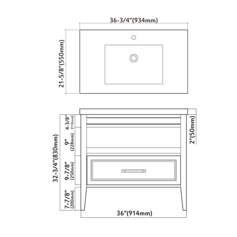 Ensemble de meuble-lavabo simple 37 po Lyon, Gris-bleu