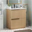 Meuble-lavabo de 30 po avec lavabo en céramique et tiroirs pleine extension, glissières de tiroir à fermeture en douceur, conception cannelée, naturel-258964957