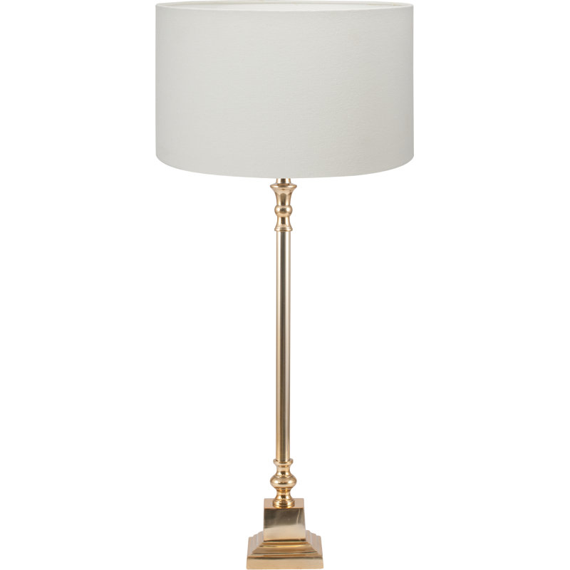 Beedon Metal Table Lamp, Cotton, White, Gold