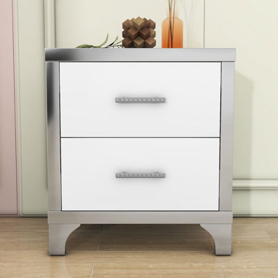 Table de chevet à miroir avec 2 tiroirs pour chambre à coucher Jasisa