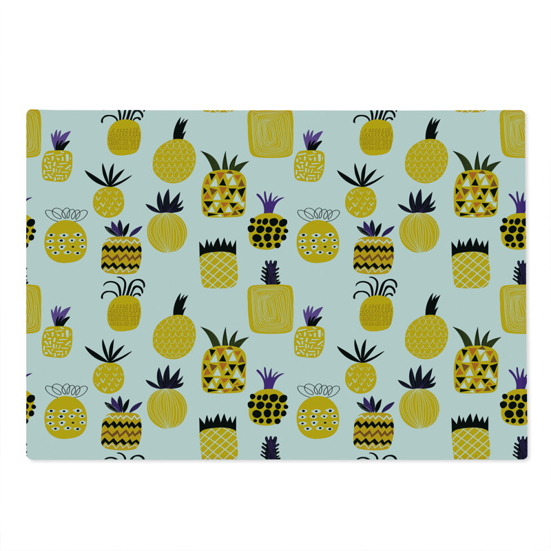 Ambesonne Yellow Cutting Board Large Size Summertime Pineapples Multicolor