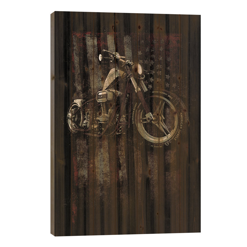 American Muscle: Motocyclette I sur bois, H 26 po x l 18 po x P 1,5 po