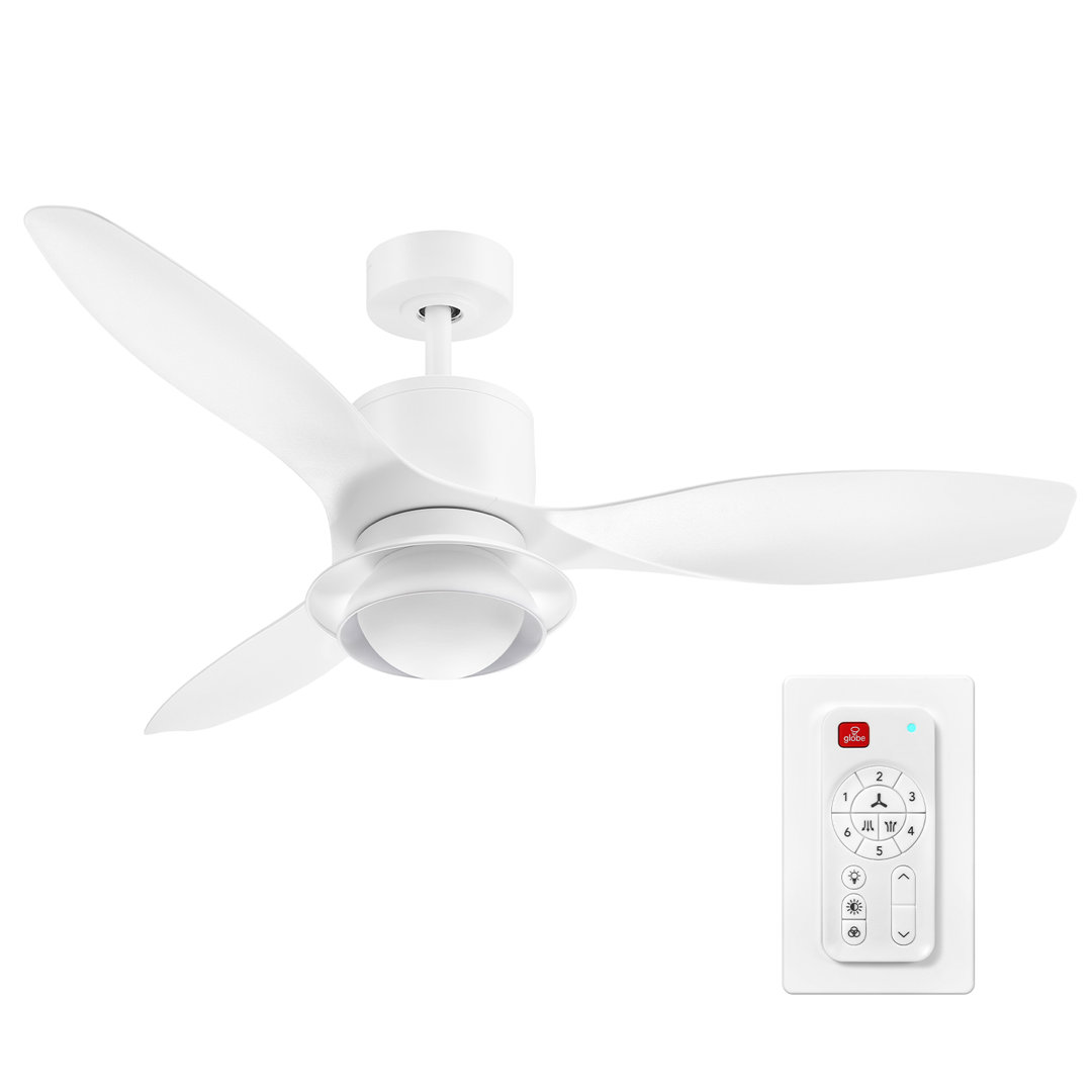 3-Blade LED Integrated Ceiling Fan with Remote Control and Brass Accents Globe Electric Company 
