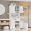 Armoire de rangement de 71 po de hauteur en acier blanc avec grand comptoir, tablettes réglables, tiroirs et crochets, armoire robuste de style moderne