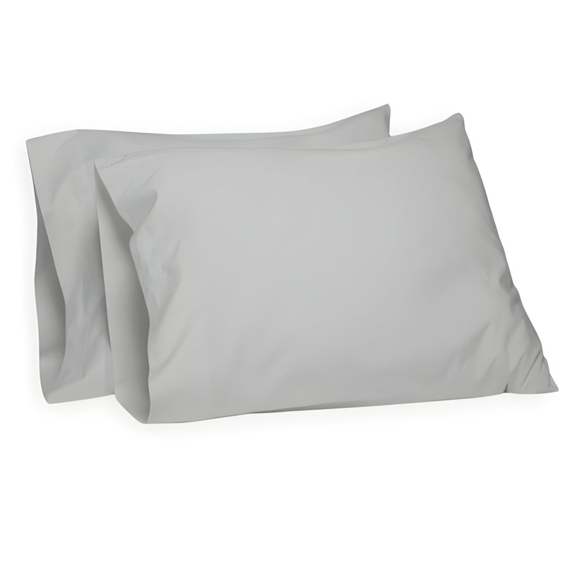 400TC Sateen Cotton Solid Pillowcases (Set Of 2), Light Grey