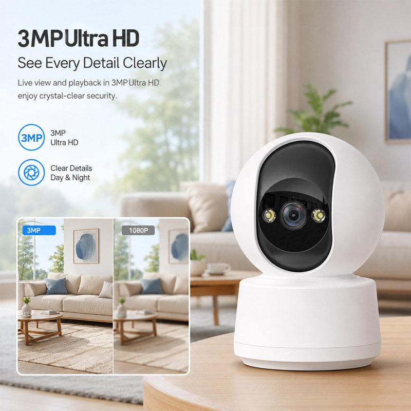 Indoor Security Camera, Dual Lens Cameras for Home Security, Motion Tracking, Night Vision, Smart detection and alerts, Two-Way Audio, SD Card or Paid Cloud, Security Camera for Pet Elderly