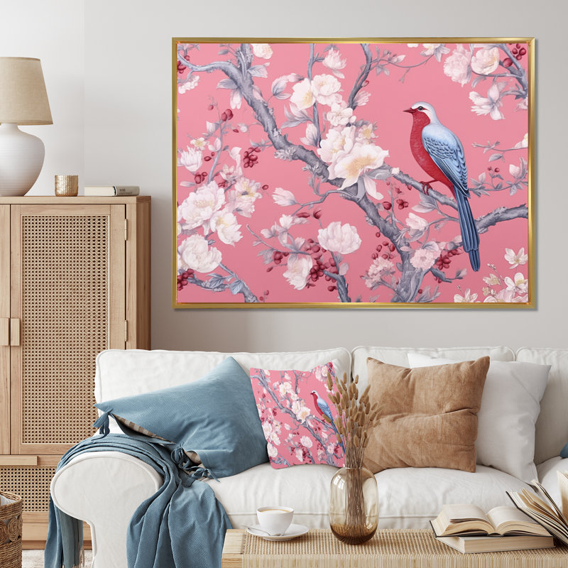 «Cherry Blossum Flower Whispers II», reproduction sur toile, 12" H x 20" W, Gold Picture Framed