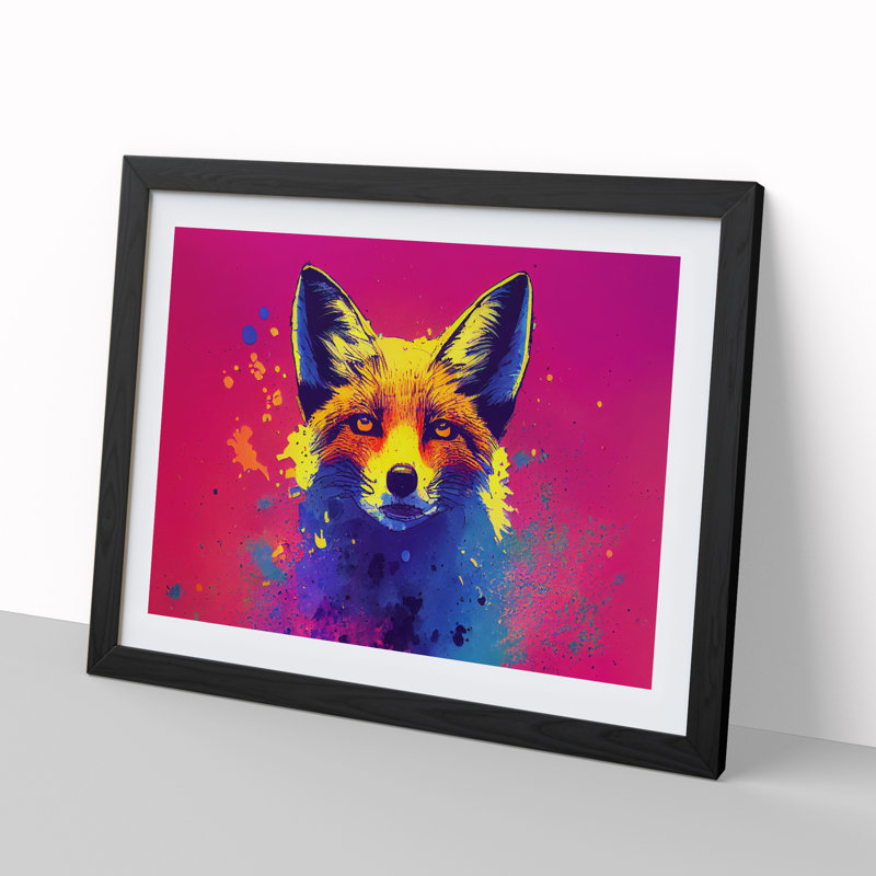 Fox Splatter Vol.3 Abstract - Single Picture Frame Painting, Black Framed, 46cm H x 64cm W x 2cm D