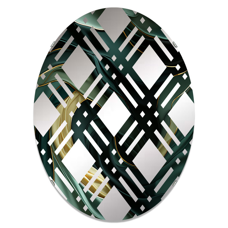 Miroir décoratif riche à motif émeraude et marbre doré II - Plaid, L 24 po x H 36 po