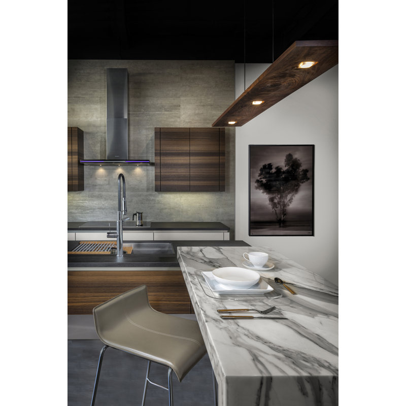 Vix Dimmable LED Pendant, 2700K, 0.75" H x 34" W x 8" D, Oiled Walnut