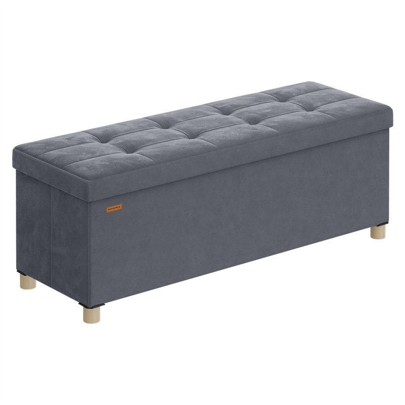 110cm Wide Solid Colour Footstool Ottoman, Grey