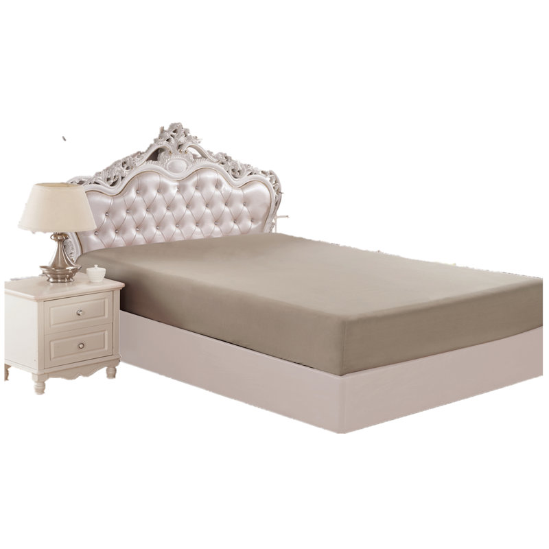 Drap-housse en rayonne de bambou élastique toutes saisons Marina, Taupe, Drap-housse pour lit double